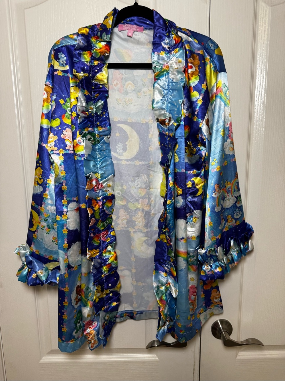 Dolls Kill x Care Bears Blue Satin Ruffle Robe Sleepwear Small NO BELT